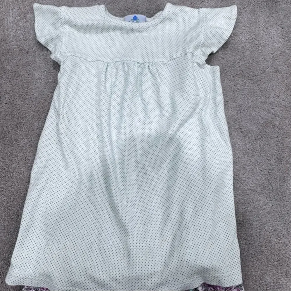 Girls Eyelet & Ivy White and Green Polka Dot Top and shorts set, size 8
